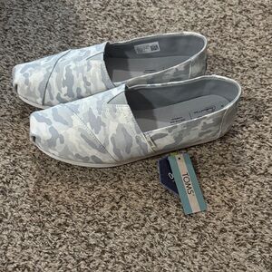 TOMS Gray Camouflage Slip-Ons
